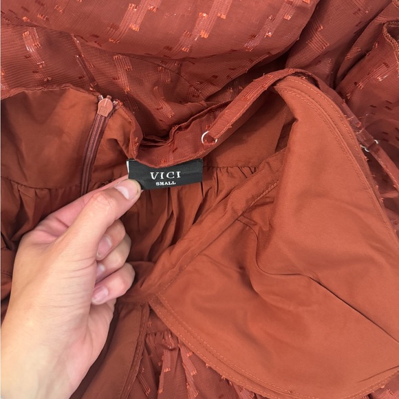 NWOT Vici burgundy peplum midi dress - Picture 8 of 12